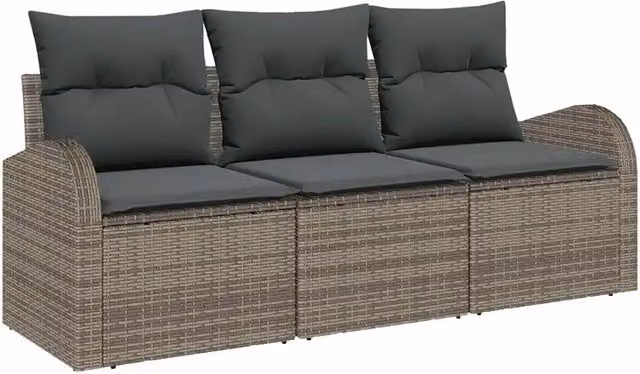 Set Divano da Giardino | Set Salotto da Giardino Grigio polyrattan