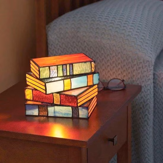 Lampada da libro in resina in miniatura, lampada decorativa per casa e giardino, artigianato, lampada da tavolo in miniatura