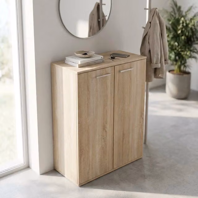 Armadietto da Bagno con 2 ante in Legno Composito cm 68x34x95 - COLBY