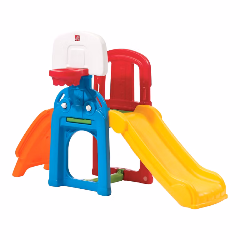 Step2 Game Time Sports Climber Parco giochi per bambini | Set scivolo e basket per bambini in plastica | Giardino / giocattoli all'aperto