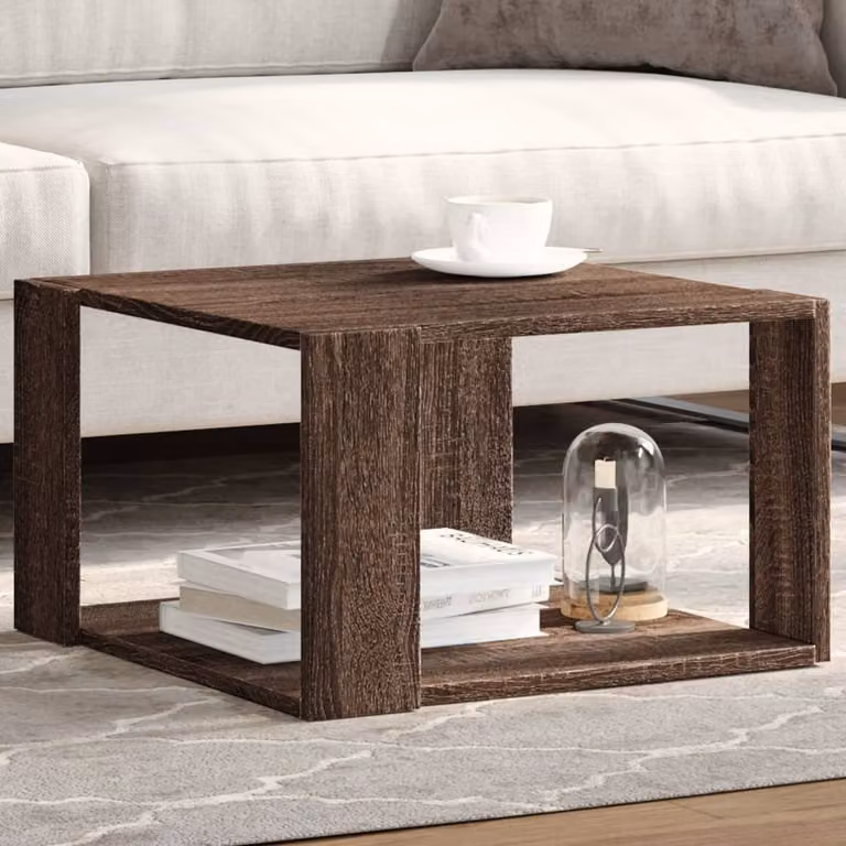 vidaXL Tavolino da Salotto Quadrato in Legno Rovere Marrone L/P/H: 51,5 x 51,5 x 30 cm