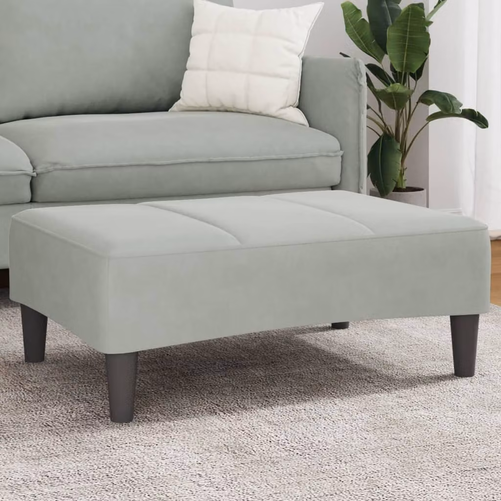 Poggiapiedi vidaXL in velluto grigio chiaro, L: 77 cm, P: 55 cm, H: 31 cm