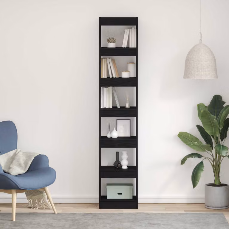 vidaXL Armadio per Libri Moderno in MDF, 6 Livelli, Colore Nero e Marrone, L 40 cm x P 30 cm x H 198 cm