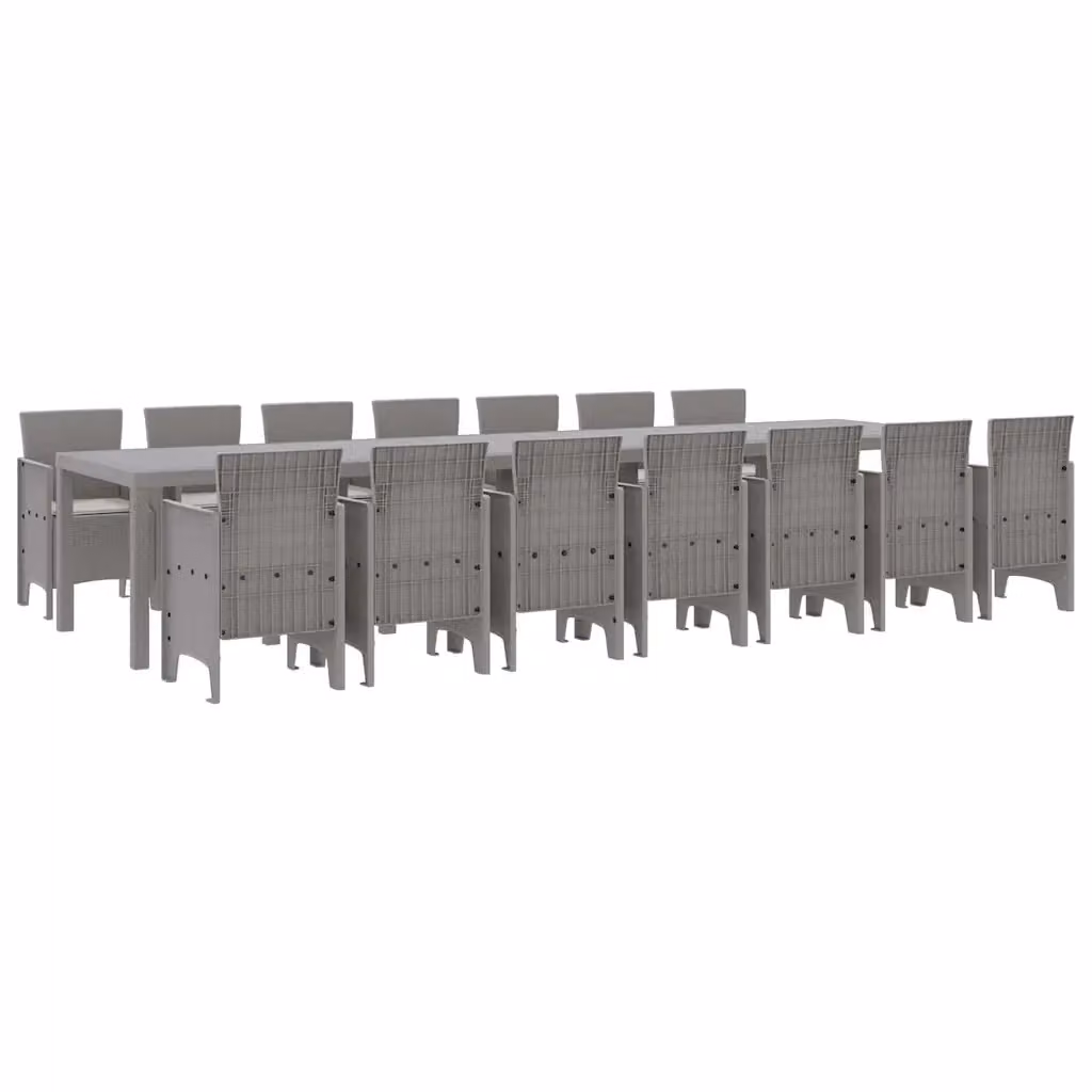 Set da pranzo da giardino moderno vidaXL in rattan grigio con 15 pezzi – 2