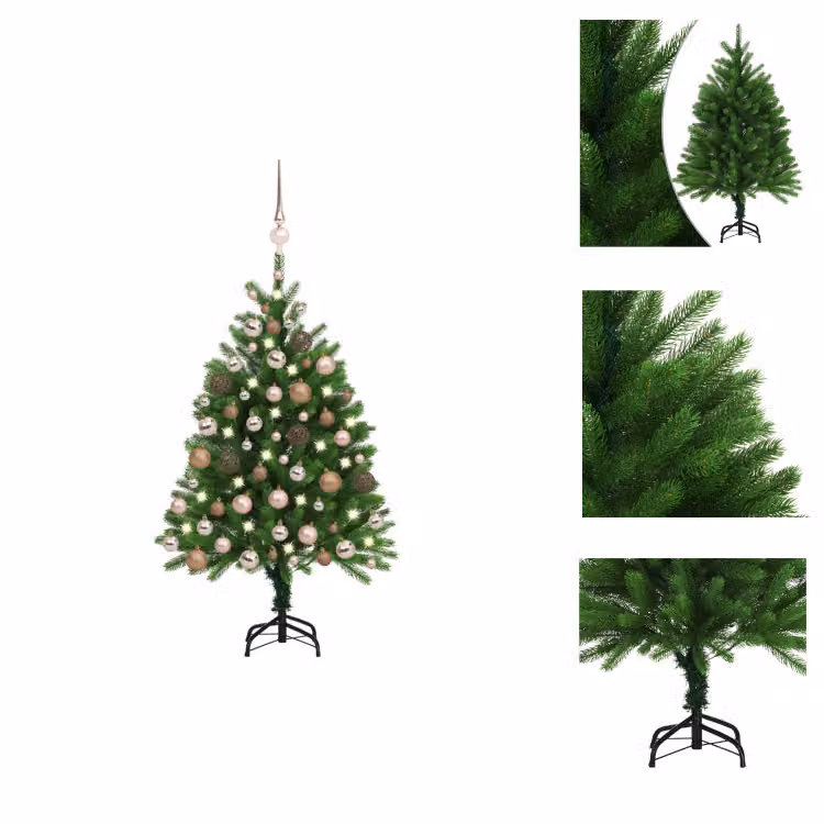 vidaXL Albero di Natale artificiale con luci e decorazioni 120 cm verde - Alberi di Natale