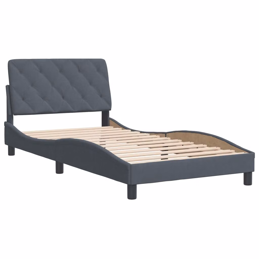 Giroletto senza Materasso Grigio Scuro 100x200 cm Velluto