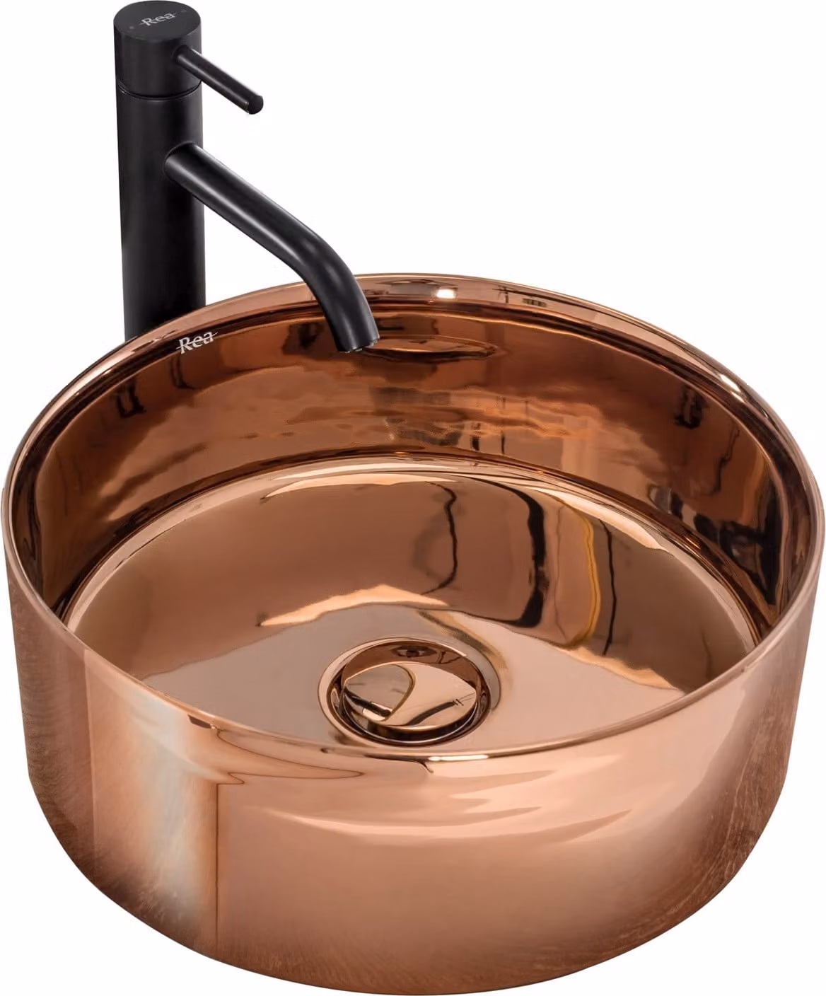 Lavandino da bagno Lavandino da appoggio rotondo oro rosa 36x36x14cm