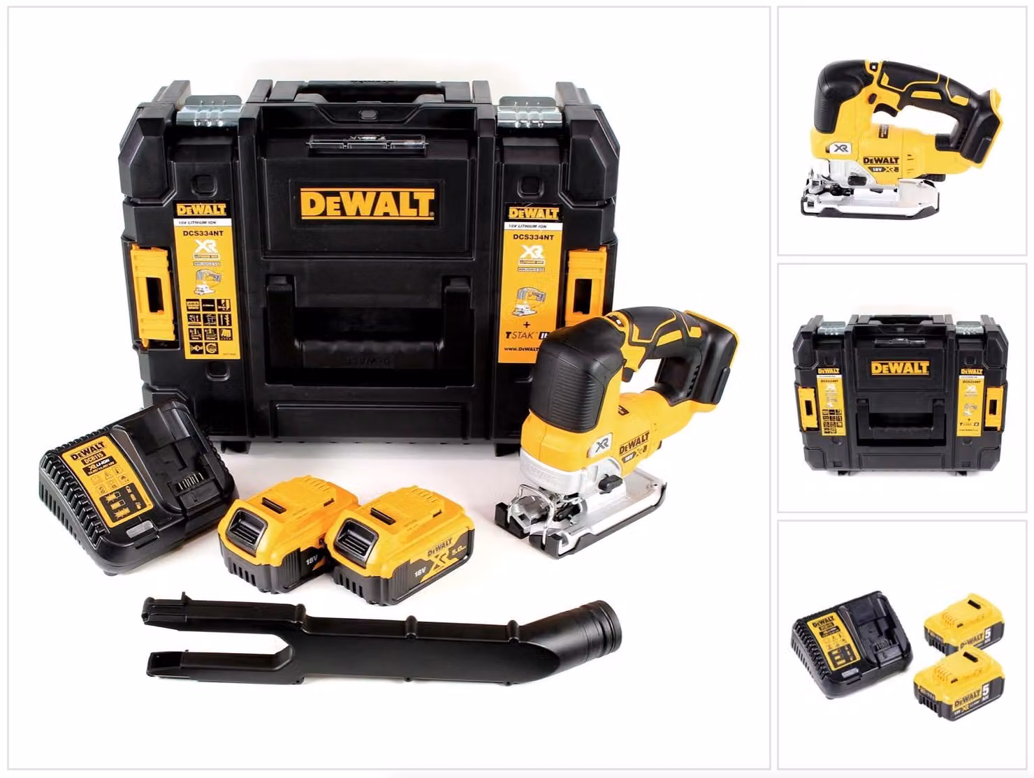 DeWalt DCS 334 P2 Seghetto alternativo a batteria 18V in valigetta T-STAK + 2x Batterie 5,0Ah + Caricabatterie