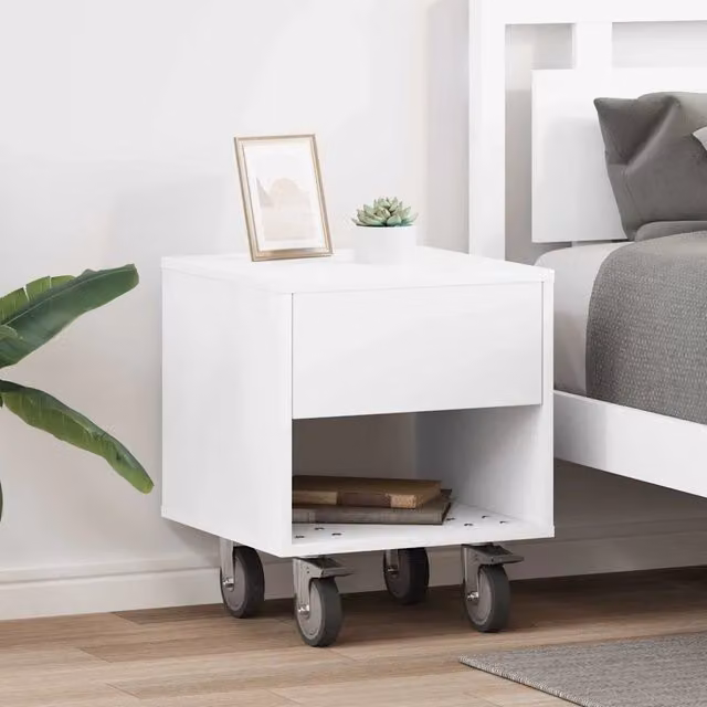 Set di 2 comodini moderni vidaXL in legno MDF bianco L/P/H: 40,5 x 40 x 48 cm