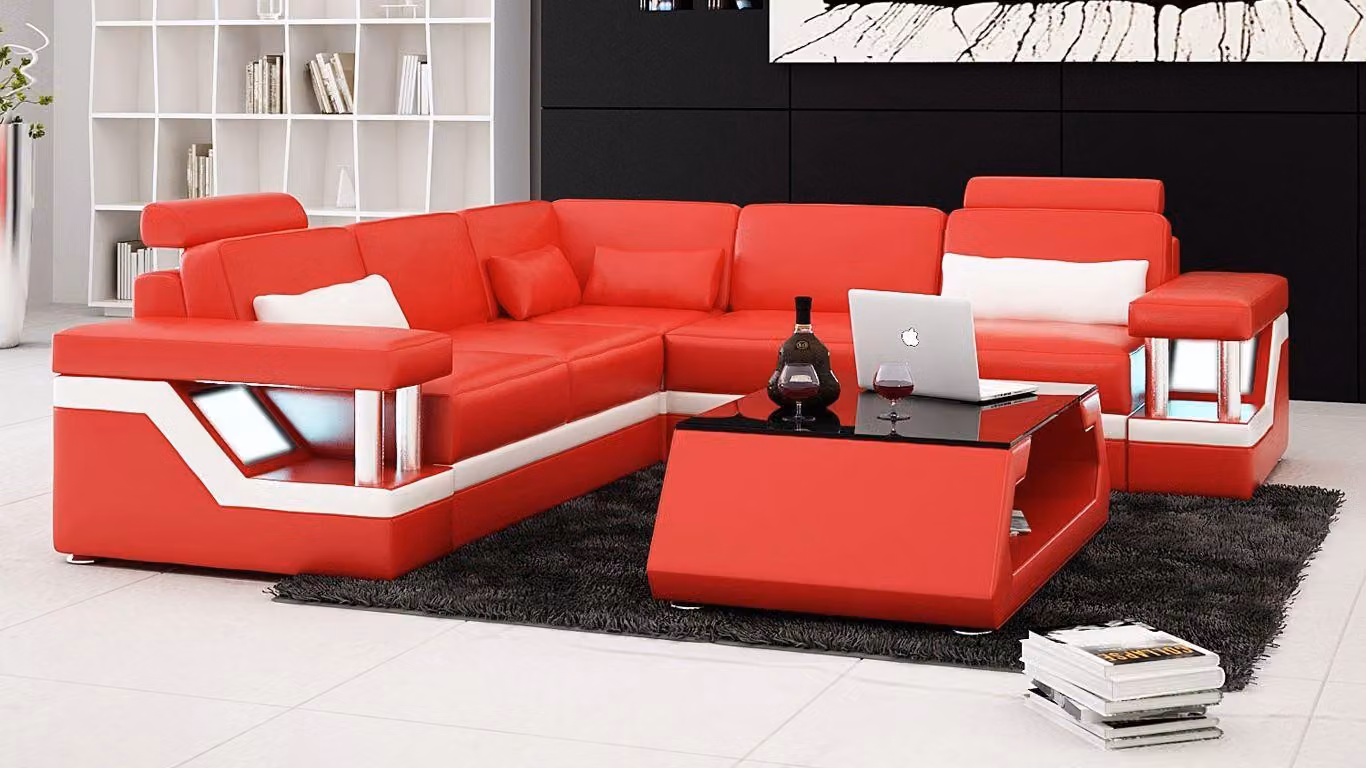 Designer Sofa Couch Ecksofa Leder Polster Garnitur Wohnlandschaft L-Form