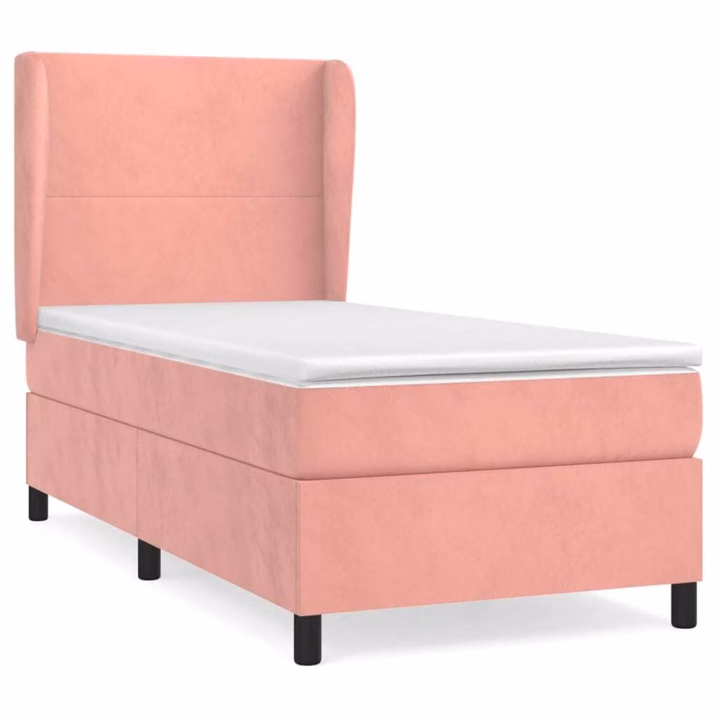 Giroletto a Molle con Materasso Rosa 80x200 cm in Velluto