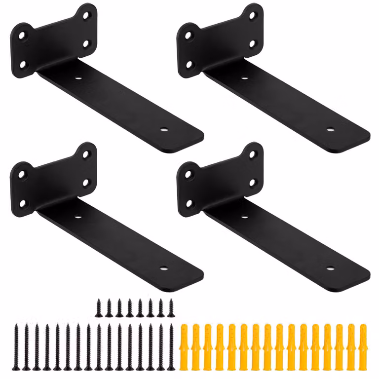 Supporti a sospensione robusti, confezione da 4, staffe per mensole resistenti da 15 cm (6 pollici), colore nero
