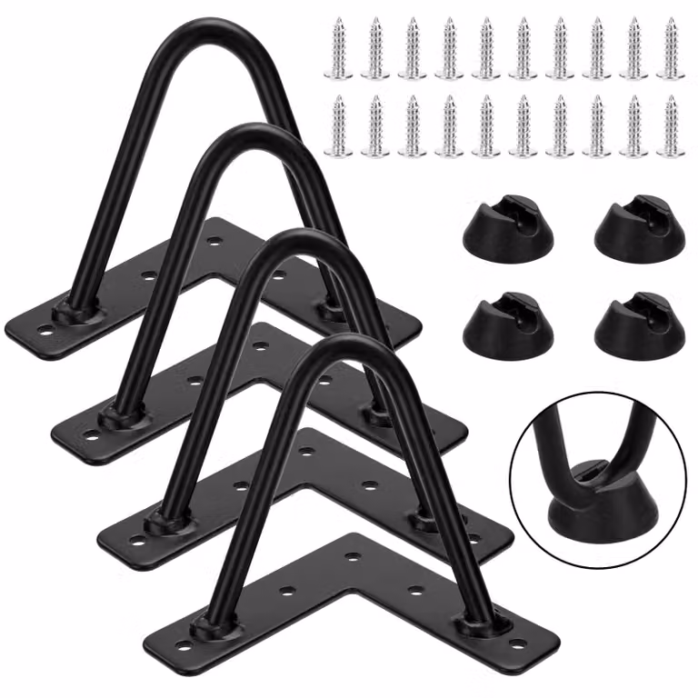 Gambe per mobili nere in metallo, 10 cm, set di 4