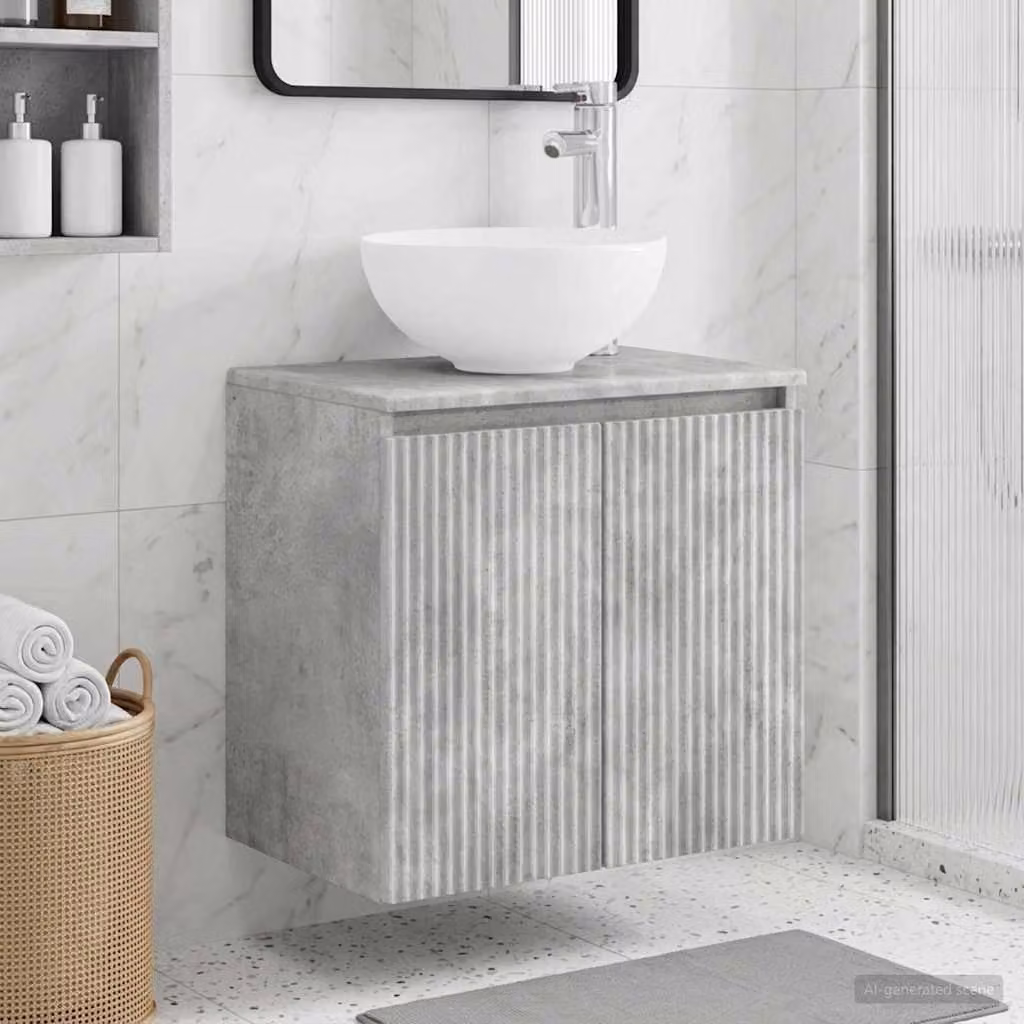Mobile Lavabo da Parete vidaXL Grigio Cemento L: 49,5 cm, P: 35 cm, H: 63 cm