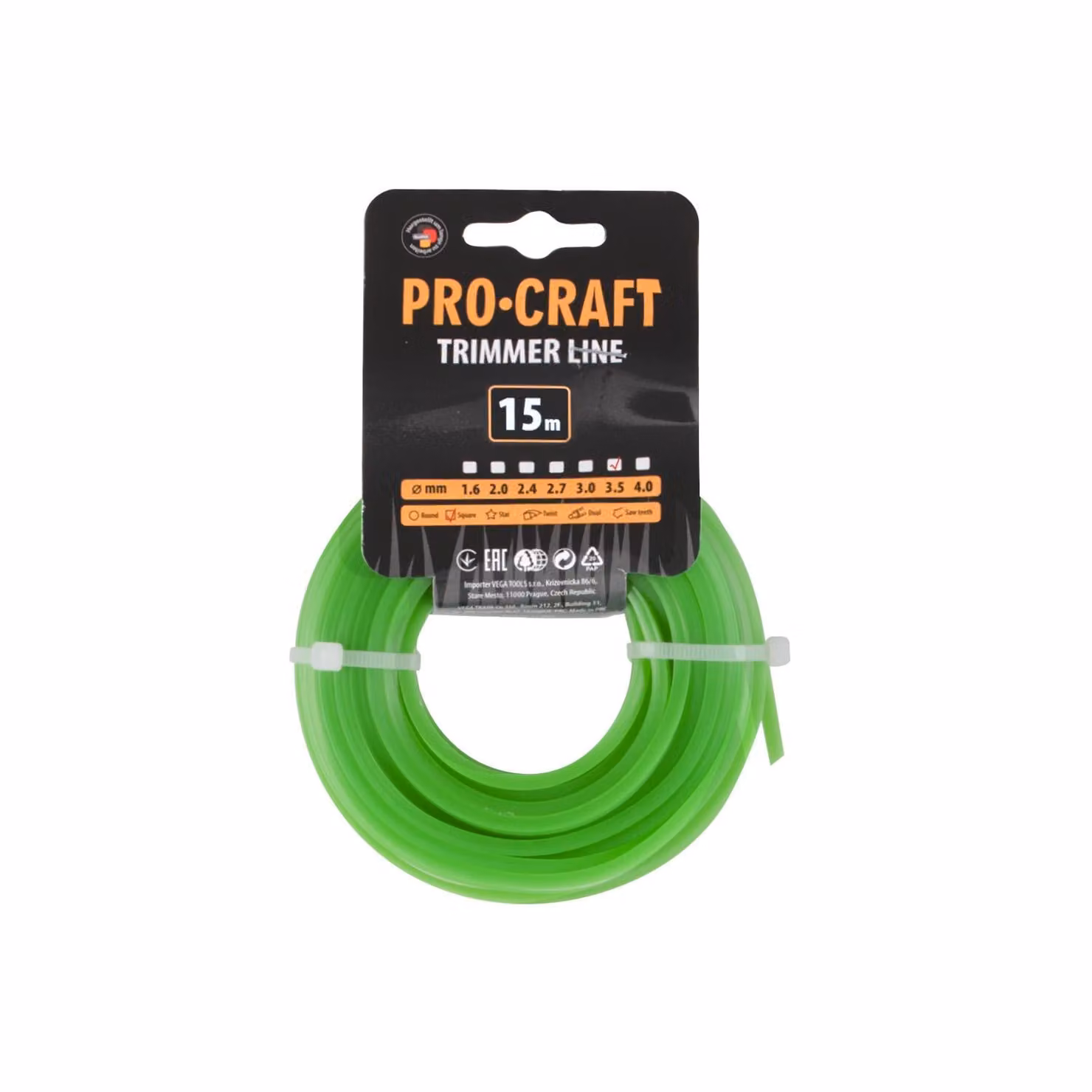 Filo per tosaerba (3,5 mm) (15 m), quadrato, marca PROCRAFT, modello KV-3.5/15