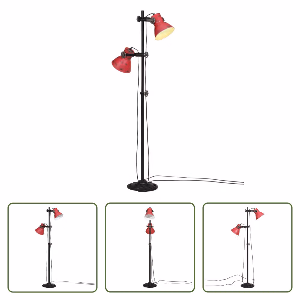 The Living Store Lampada da terra 25 W Rosso 25x25x90/160 cm E27