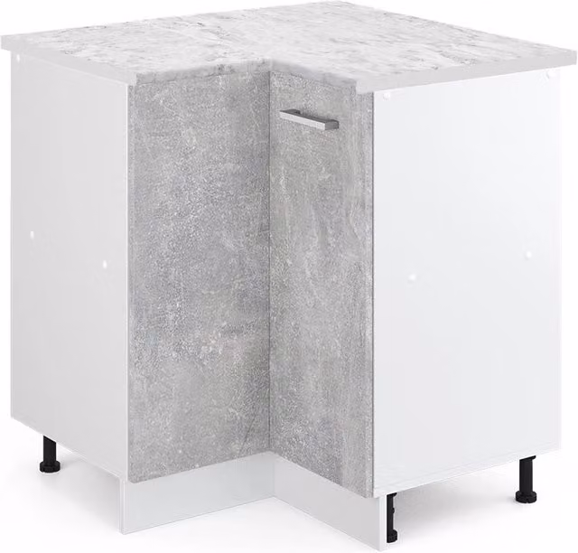 Mobile ad angolo cucina R-Line Calcestruzzo/Bianco 75.6 cm, PL Marmo Vicco