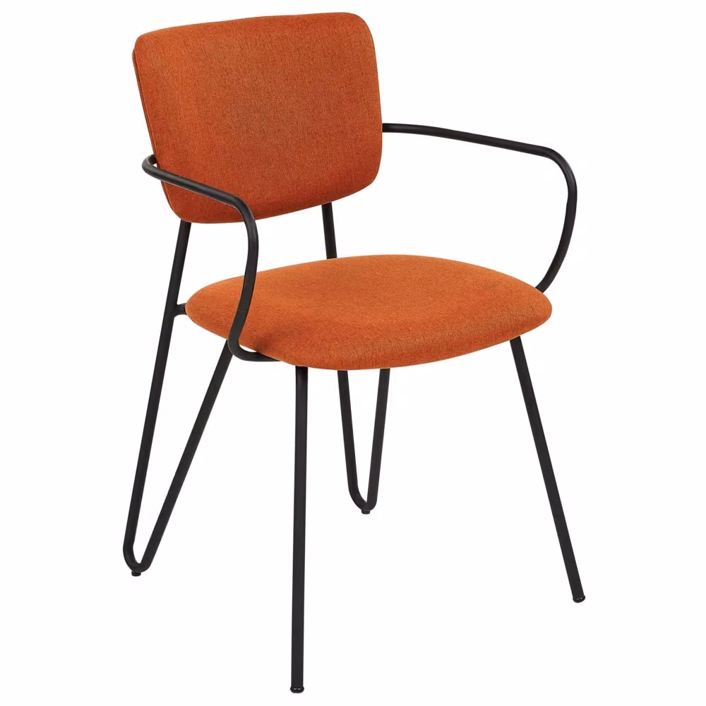 Set di 2 sedie da pranzo BELIANI moderne con rivestimento in tessuto arancione e gambe in metallo nero – 2