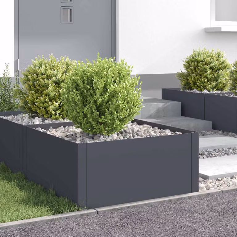 Set di 4 bordure per prato vidaXL in acciaio colore antracite L/P/H: 60 x 60 x 35 cm