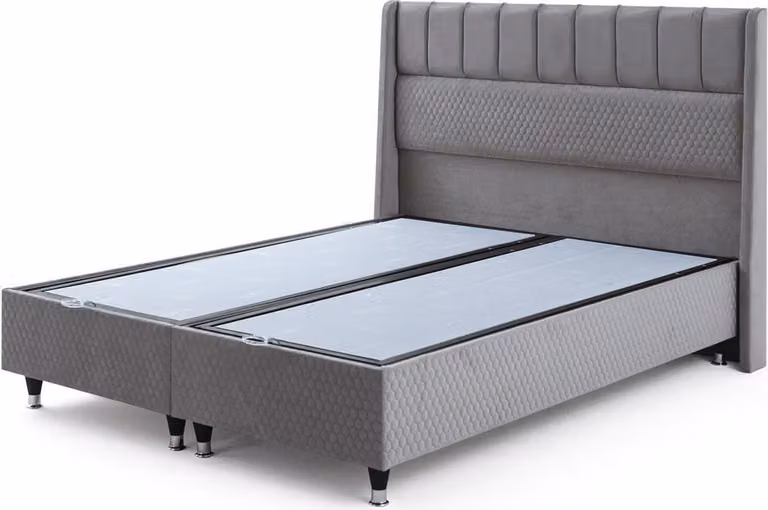 Schlafzimmer Graues Textilbett Designer Rechteckige Form Doppelbett