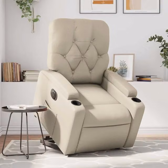 Poltrona Alzapersona Reclinabile vidaXL in Similpelle Beige con Assistenza Sollevamento Elettrica