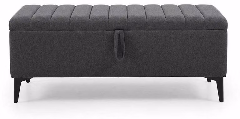 Panca moderna grigia, 160 cm, rivestita in tessuto e legno, ideale per la camera da letto o il corridoio