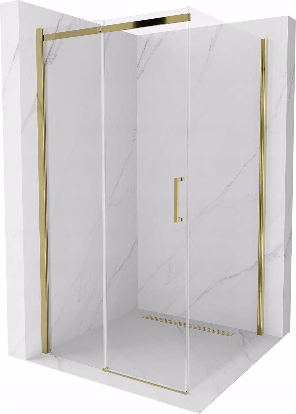 Mexen Omega cabina doccia scorrevole 100 x 100 cm, trasparente, oro - 825-100-100-50-00