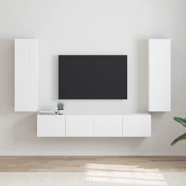 Set di 2 mobili TV da parete vidaXL in MDF bianco lucido per soggiorno