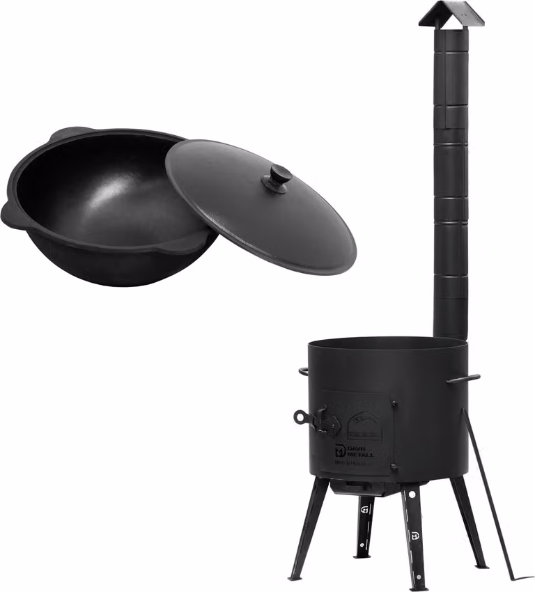 Ø36 Uchag 2 mm in acciaio con canna fumaria, tubo di scarico, stufa da campeggio Uchag 8 L, Kazan, focolare, cucina da campo, cucina da esterno, stufa per stufati, cucina da campo