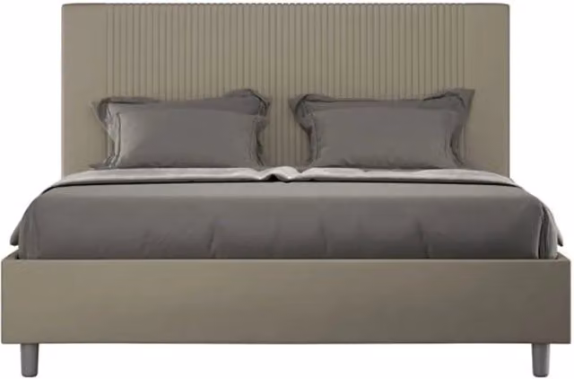 Letto matrimoniale con rete imbottito 160x190 similpelle cappuccino Goya