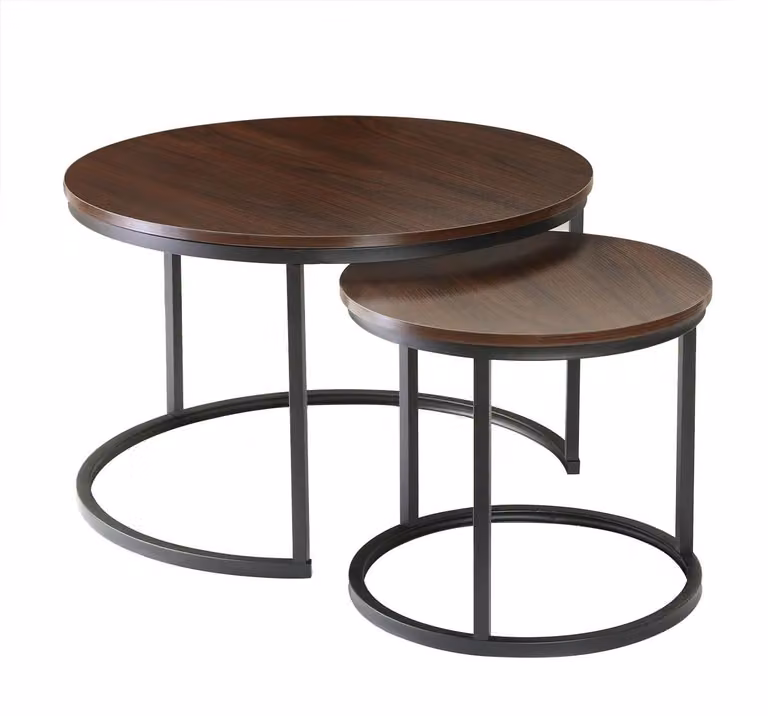 Calicosy - Set di 2 tavolini da salotto rotondi sovrapposti - L70 cm