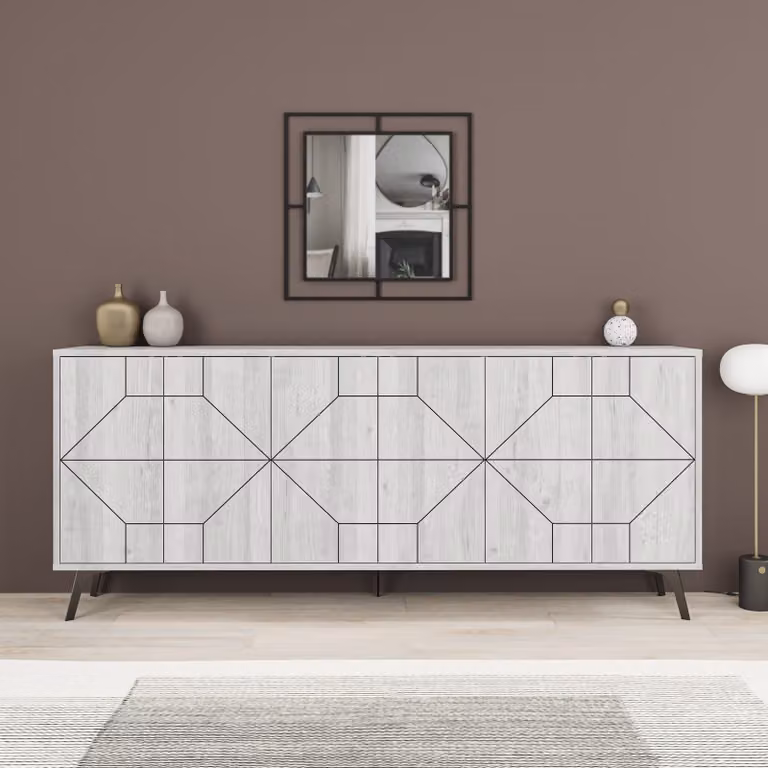 Skye Decor, Dune 183 - Ancient White, consolle, bianco, 100% pannelli truciolari rivestiti in melamina, 184 x 35 x 77,4 cm