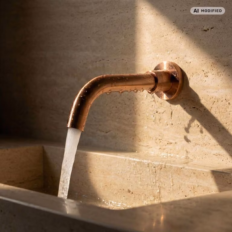PaulGurkes presa d'acqua in rame da incasso per lavabo rosso bronzo 21cm