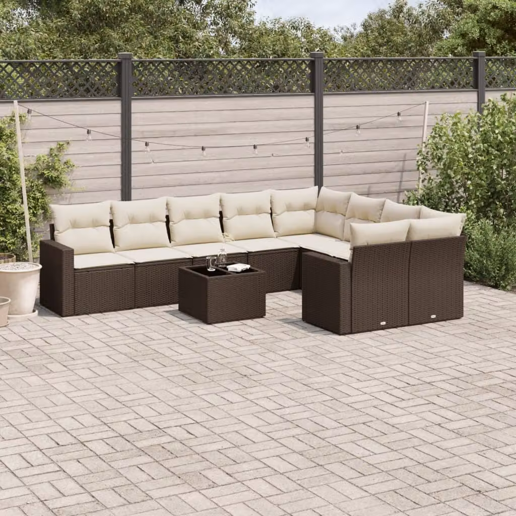 Maison Exclusive - Set Divani da Giardino 10pz con Cuscini in Polyrattan Marrone