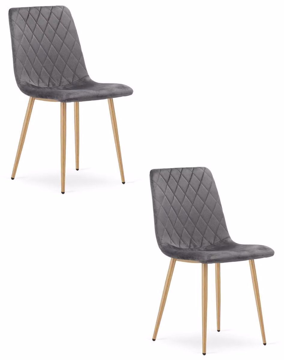 Set di 2 sedie Turin in velluto grigio scuro e gambe effetto legno
