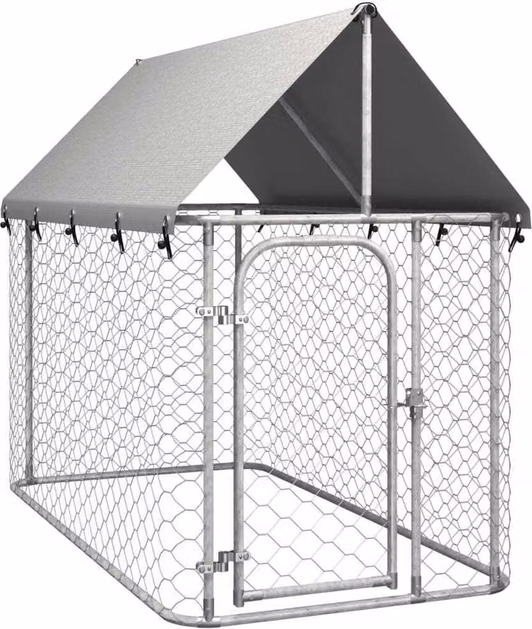 The Living Store Outdoor-Hundezwinger mit Dach 200x100x150 cm