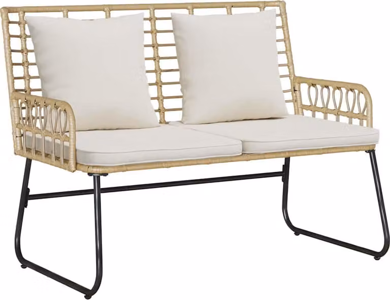 Panchina da giardino Marrone e Crema polyrattan