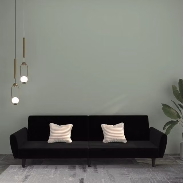 Divano Letto a 2 Posti-Sofa Letto 2 Posti-Daybed Nero in Velluto 155187