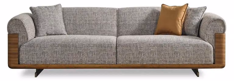 Dreisitzer Sofa 3 Sitzer Polstersofa Grau Stoff Polyester Couch Modern
