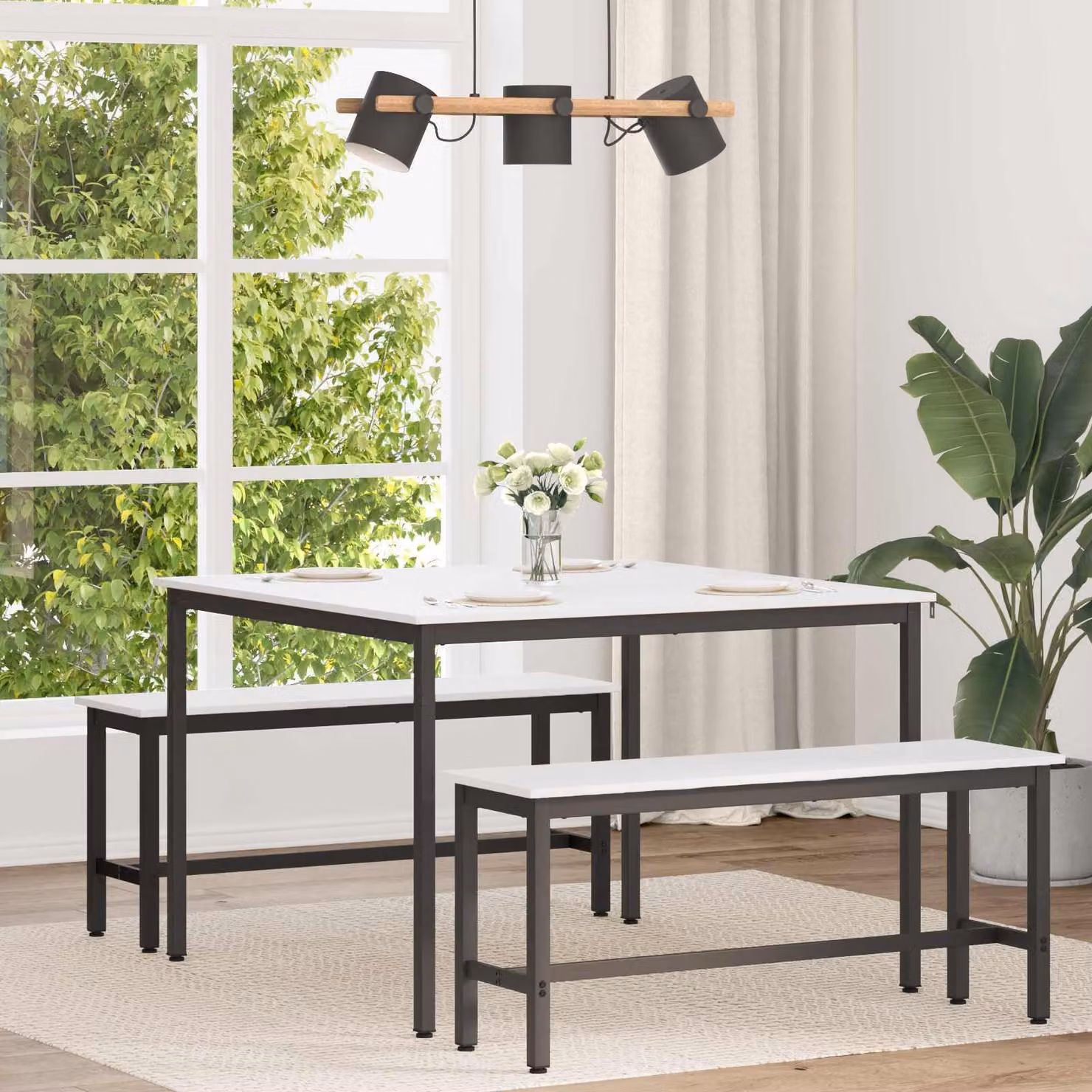 vidaXL Tavolo da pranzo quadrato in pino massello bianco L 110 x P 110 x H 75 cm