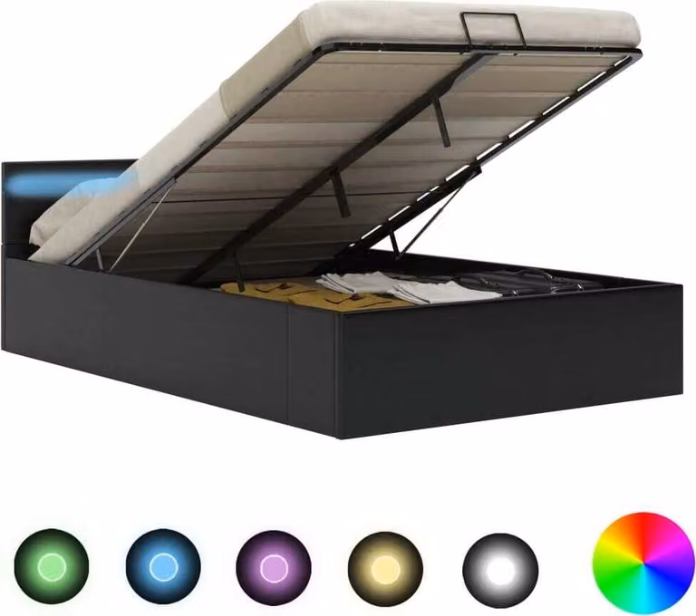 Giroletto Contenitore Idraulico LED Nero Pelle finta 120x200 cm