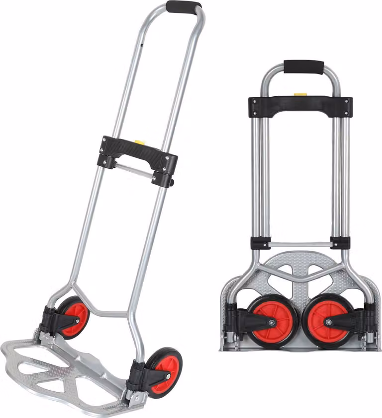 Jayseuw carrello porta sacchi in acciaio pieghevole 60 kg, carrello di trasporto carrello impilabile carrello manuale con maniglia regolabile in altezza