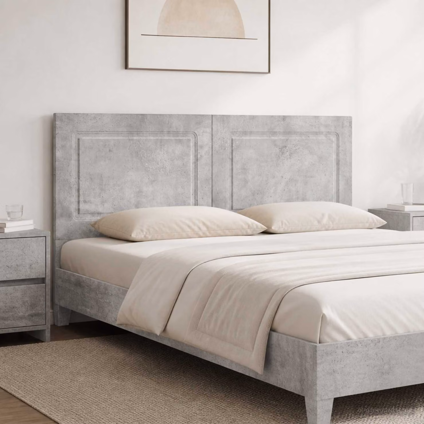 Testiera da muro moderna vidaXL UTRECHT in legno ingegnerizzato, Grigio Cemento, L: 142 cm, H: 50 cm, P: 12,2 cm