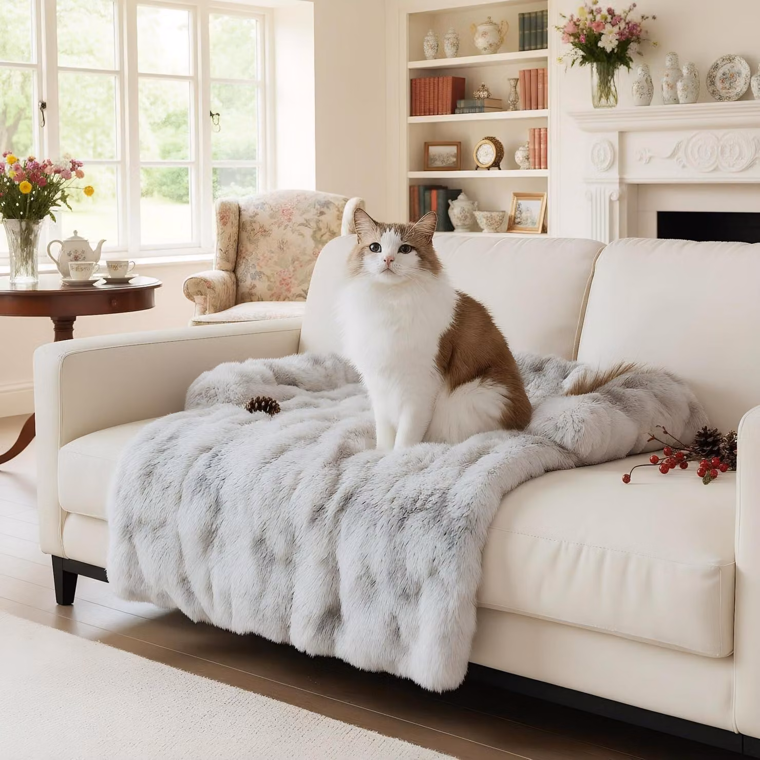 Copertura in peluche grigio chiaro per cuccia da cane, dimensioni 75 x 75 x 13 cm