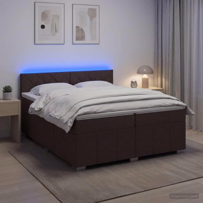 Maison Exclusive - Letto boxspring con materasso marrone scuro 200 x 200 cm Tessuto
