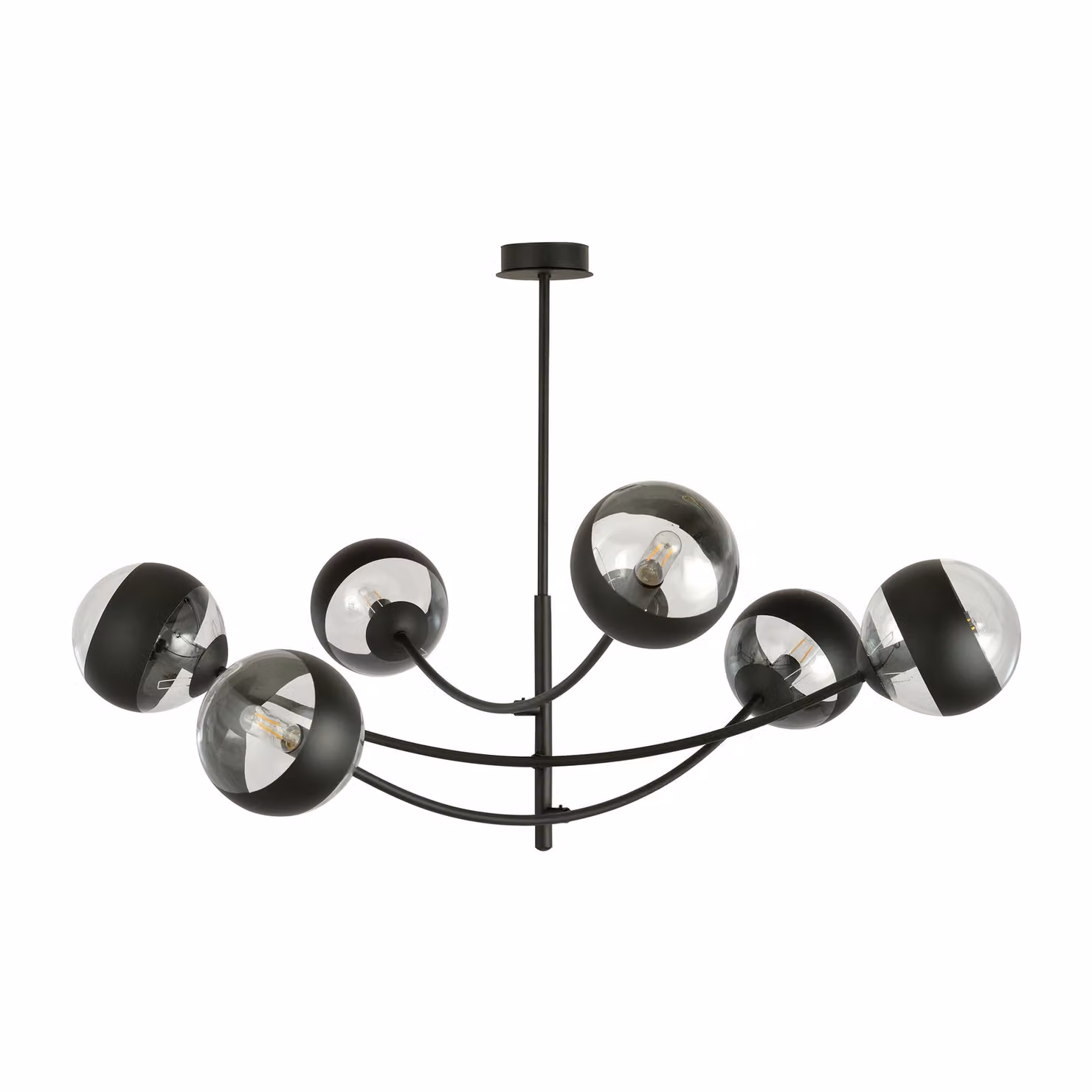 Lampadario Emibig 6xE14 40W HUNTER 6 NERO/RIGHE 1101/6