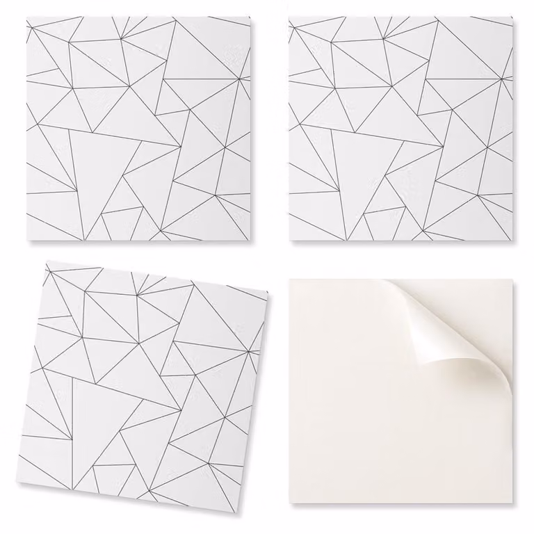 Set di piastrelle in PVC autoadesivo, motivo geometrico astratto a triangoli, 20 x 20 x 20 cm
