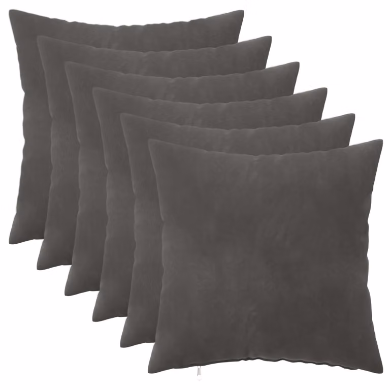 Set di 6 cuscini vidaXL HEERLEN in velluto grigio, L/P/H: 40 x 40 x 40 cm