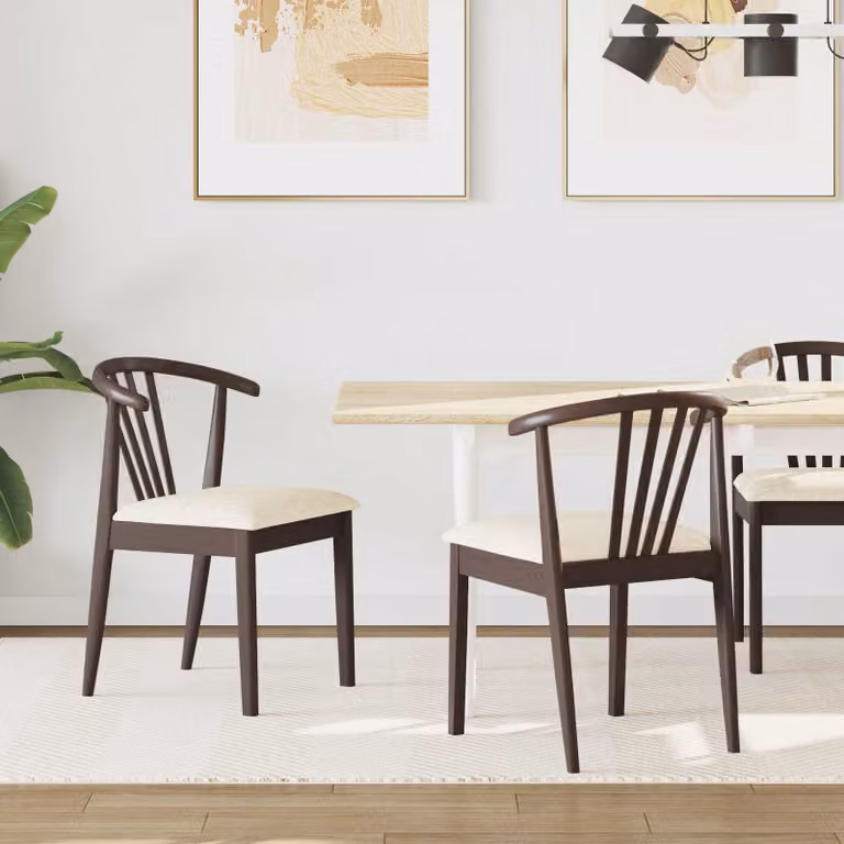 Set di 2 sedie da pranzo vidaXL in legno di gomma marrone con braccioli L/P/H: 51 x 61 x 80,5 cm