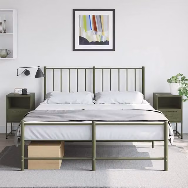 Set di 2 comodini Design Mania in metallo verde oliva opaco L/P/H: 36 x 39 x 60,5 cm